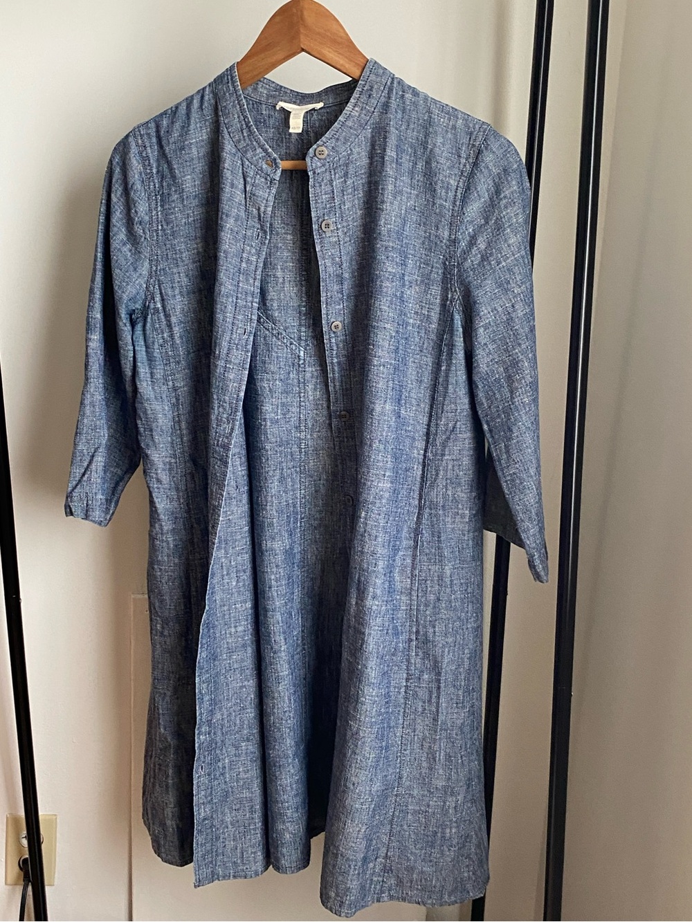 Eileen Fisher Hemp Cotton Shirt Dress / Long Overshirt XS Blue